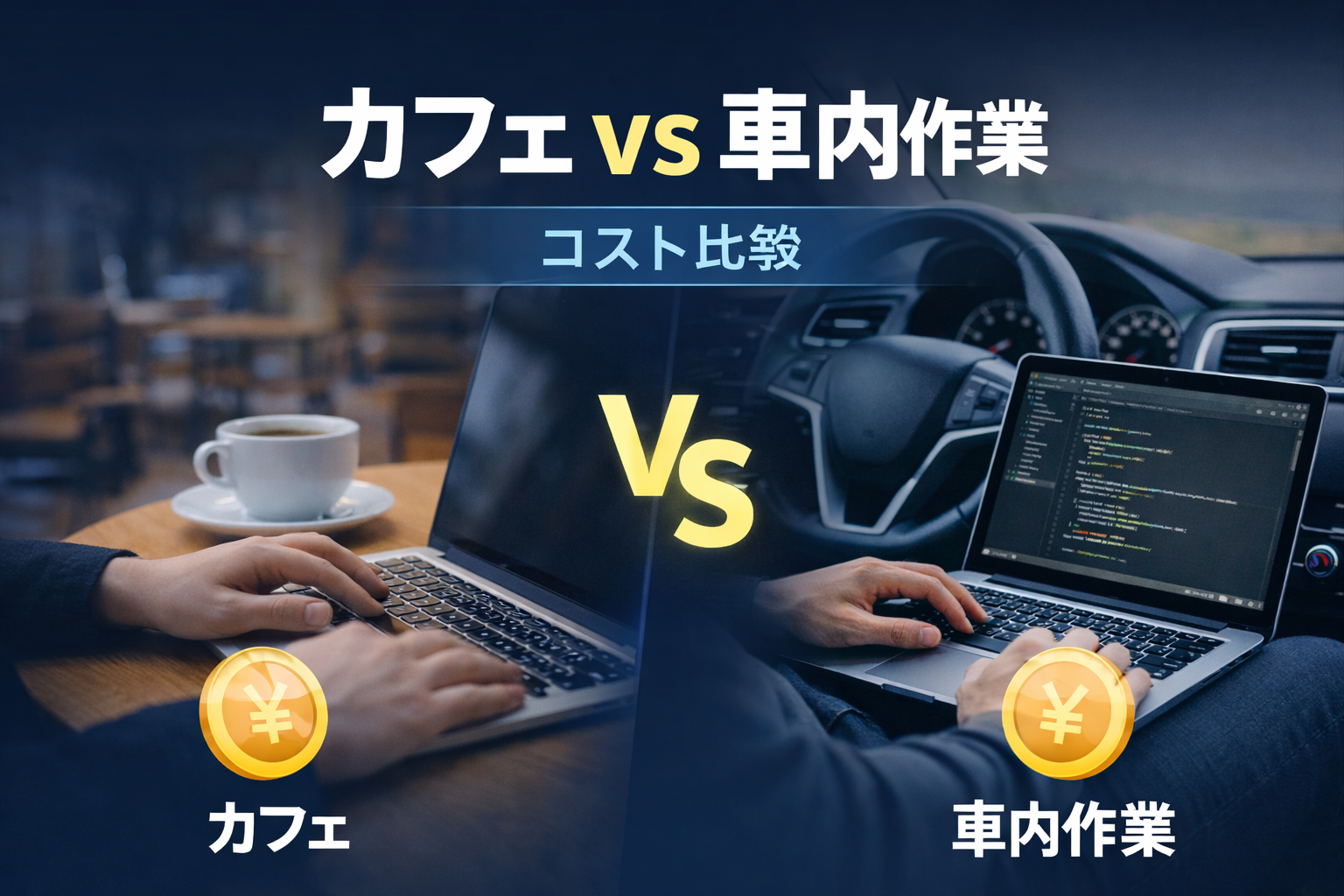 カフェvs車内作業