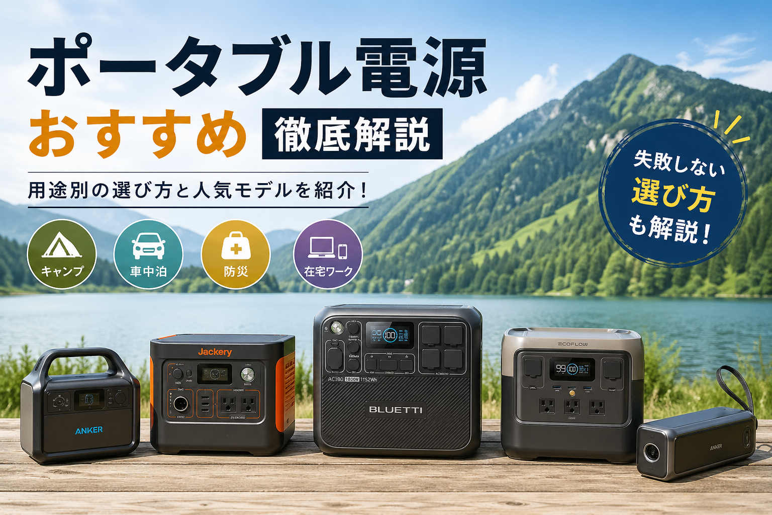車内作業のポータブル電源の選び方